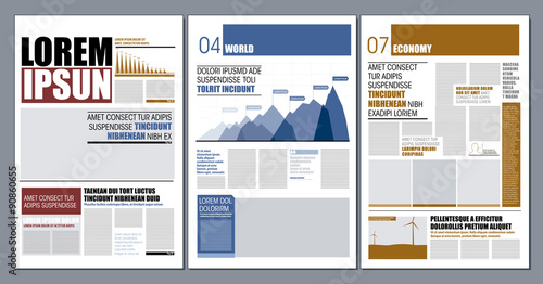 Graphical layout modern colorful newspaper template