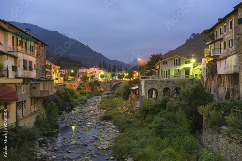 Beautiful medieval villages of Italy - Isolabona in Liguria at evening