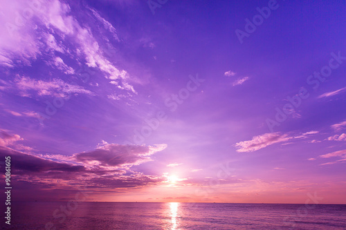 Tropical beach with sunset sky and sea wave © pushish images
