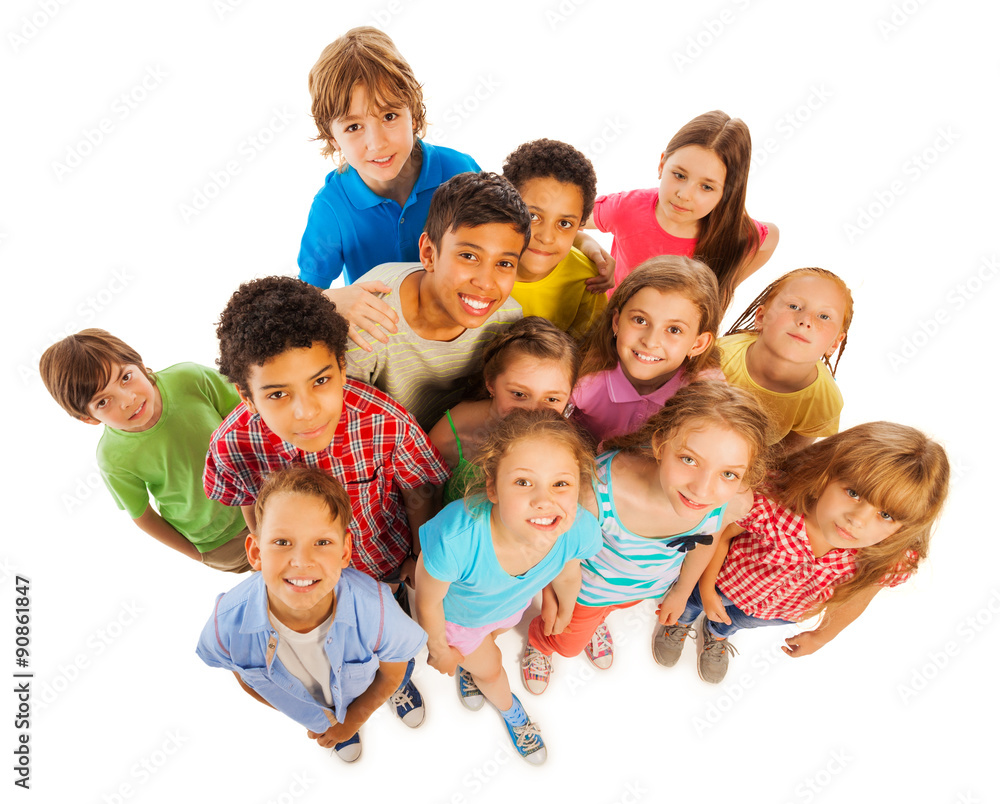 Many kids view from above smile and happy Many kids view from above smile and happy