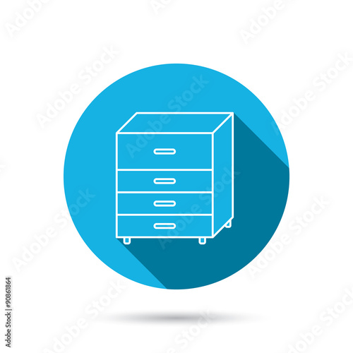 Chest of drawers icon. Interior commode sign.