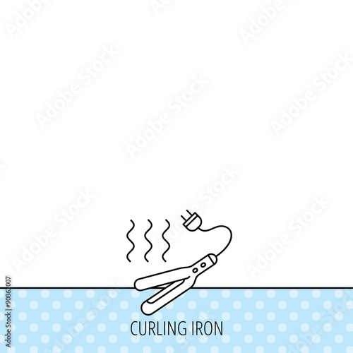 Curling iron icon. Hairstyle electric tool sign.