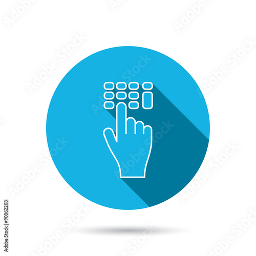 Enter pin code icon. Click hand pointer sign.