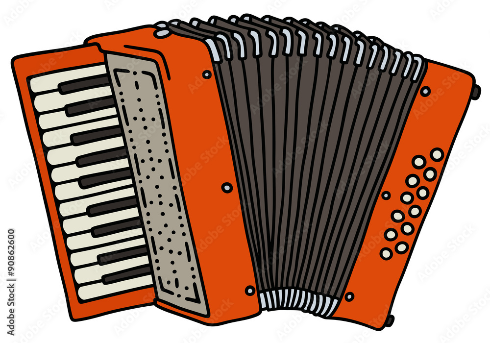 Red accordion / Hand drawing, vector illustration Stock Vector | Adobe ...