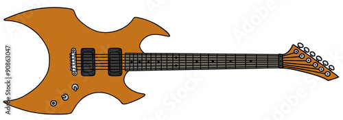 Orange electric guitar / Hand drawing, vector illustration