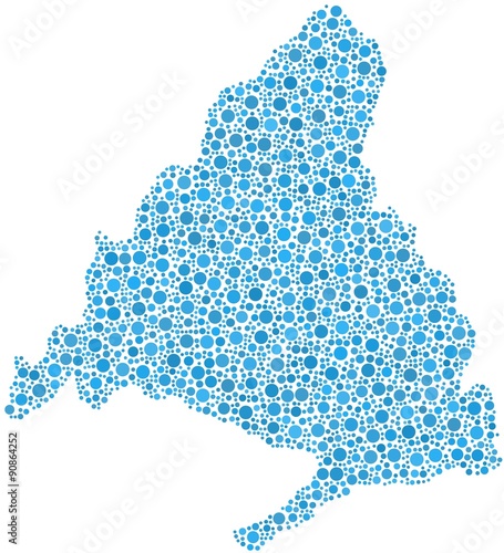 Region of the Community of Madrid in a mosaic of blue bubbles