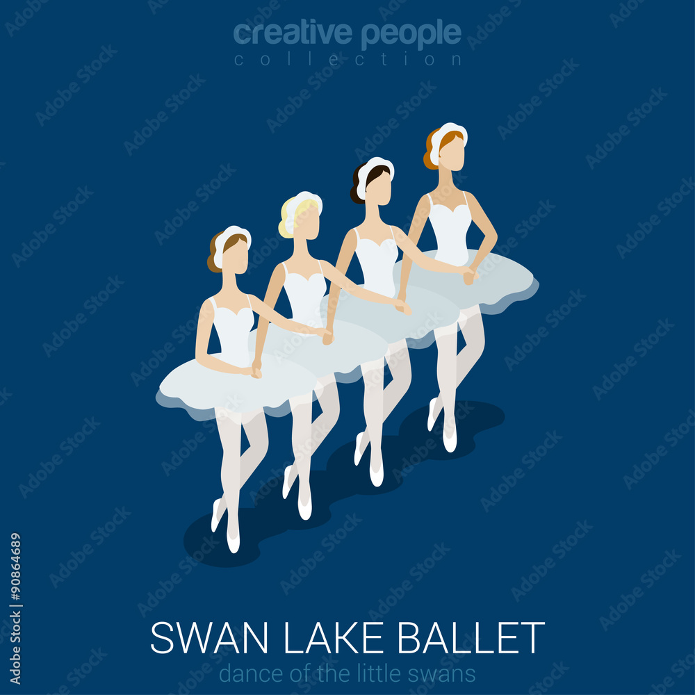 Naklejka premium Dancing ballerinas. Swan lake ballet.