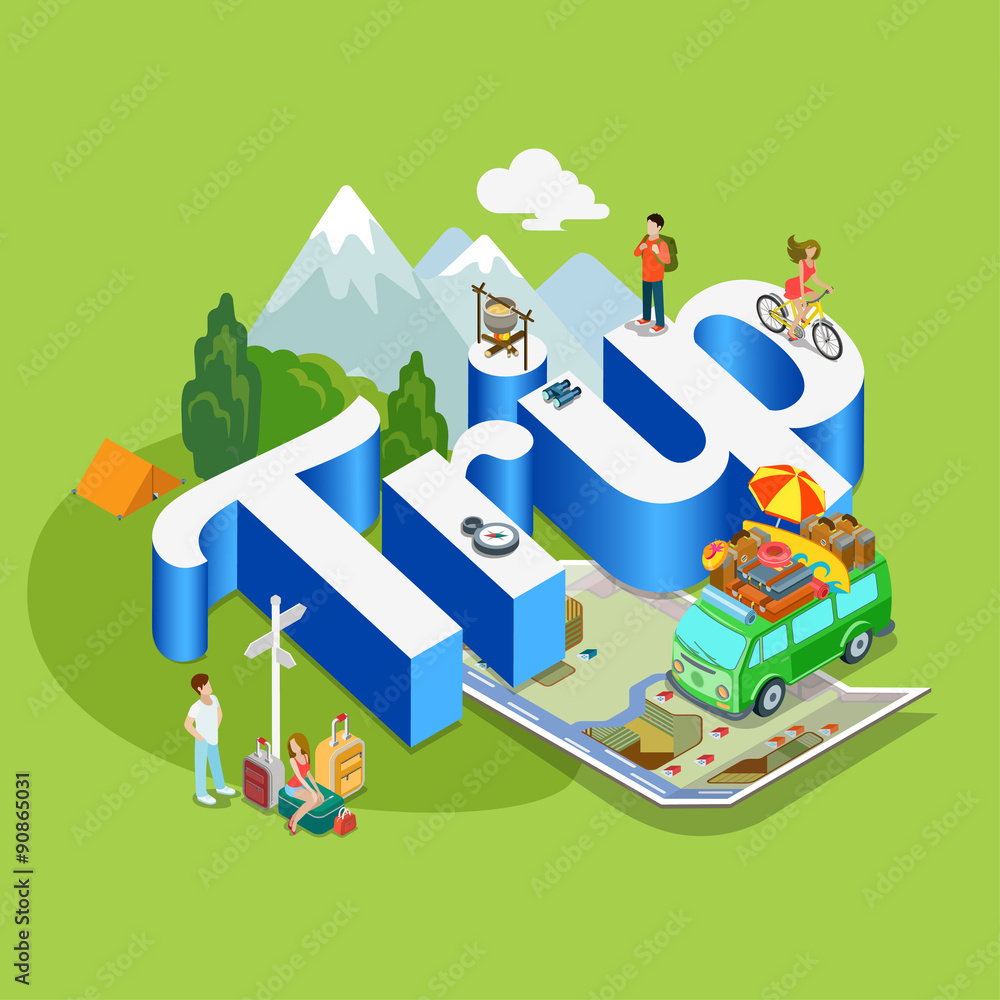 Trip modern lifestyle flat 3d web isometric infographic vector Trip modern lifestyle flat 3d web isometric infographic vector