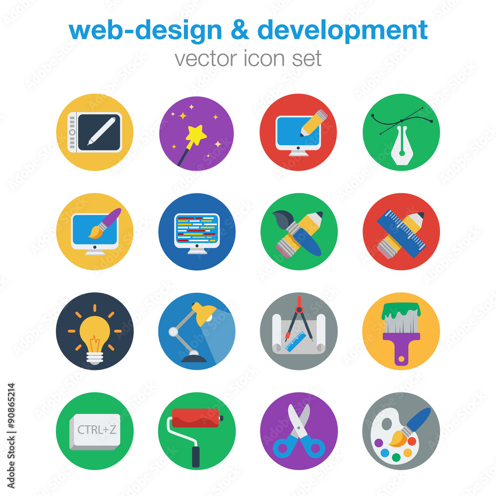 Flat web design and development icon set Flat web design and development icon set