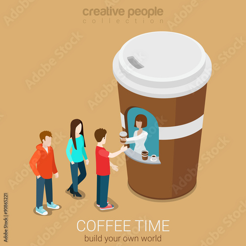 Isometric street coffee sales point