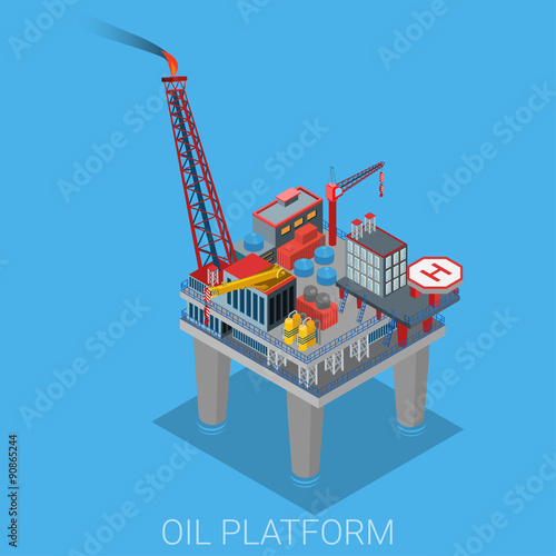 Sea oil extraction platform with helipad