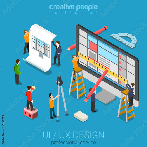 Isometric user interface design process concept