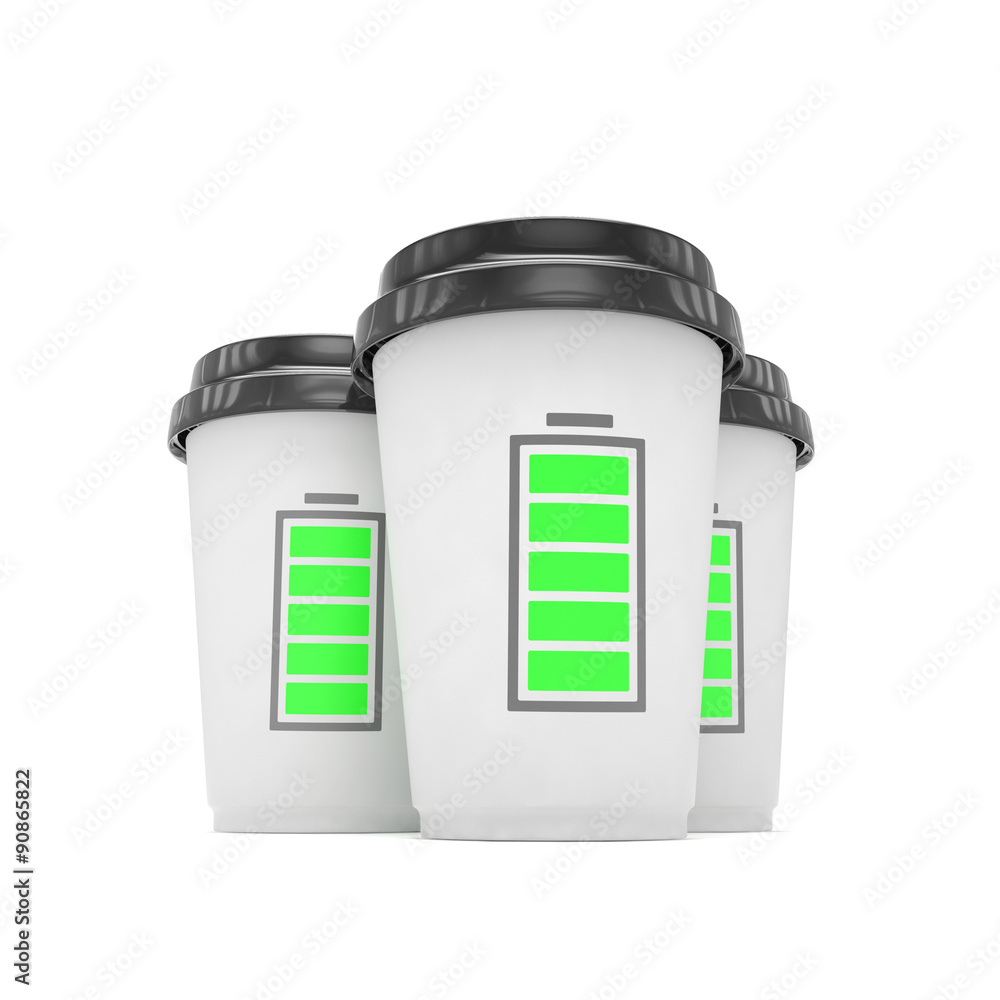 Three paper coffee cups