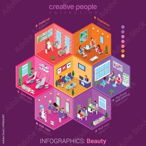 Beauty salon vector flat isometric interior