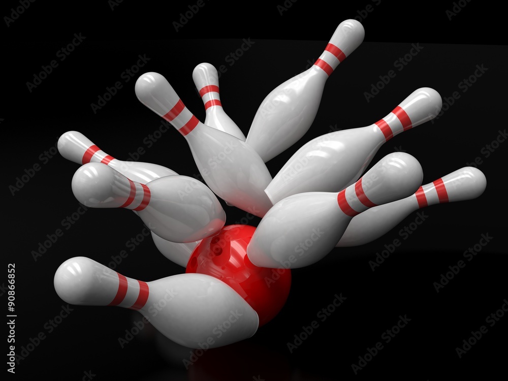 Bowling ball and skittles isolated Bowling ball and skittles isolated