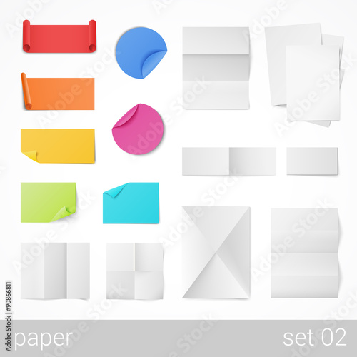 Corporate sticker and isolated office paper in vector background