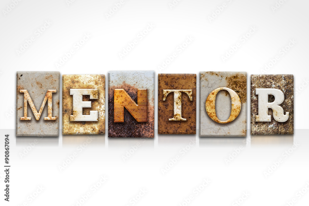 Mentor Letterpress Concept Isolated on White Mentor Letterpress Concept Isolated on White