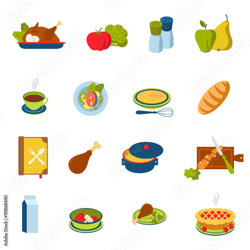 Flat vector food, drink, meal infographic icon: restaurant menu
