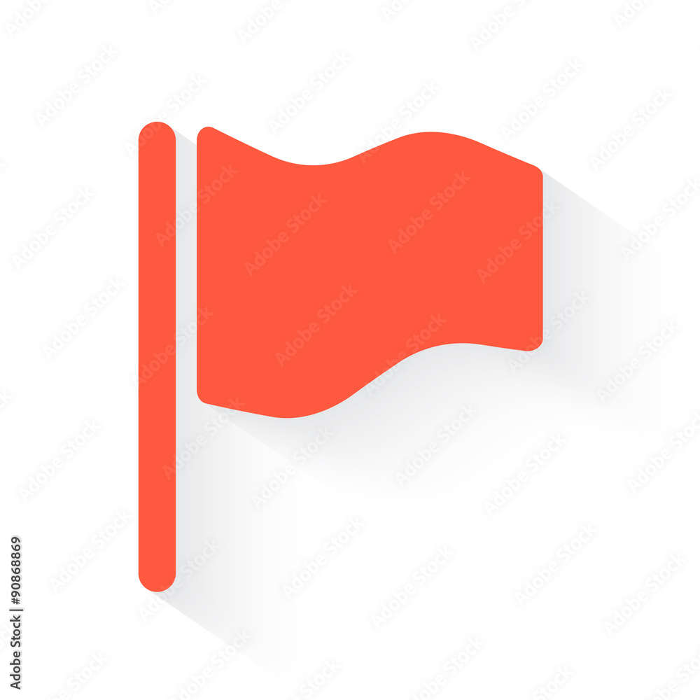 Flag symbol in orange with drop shadow on white Flag symbol in orange with drop shadow on white