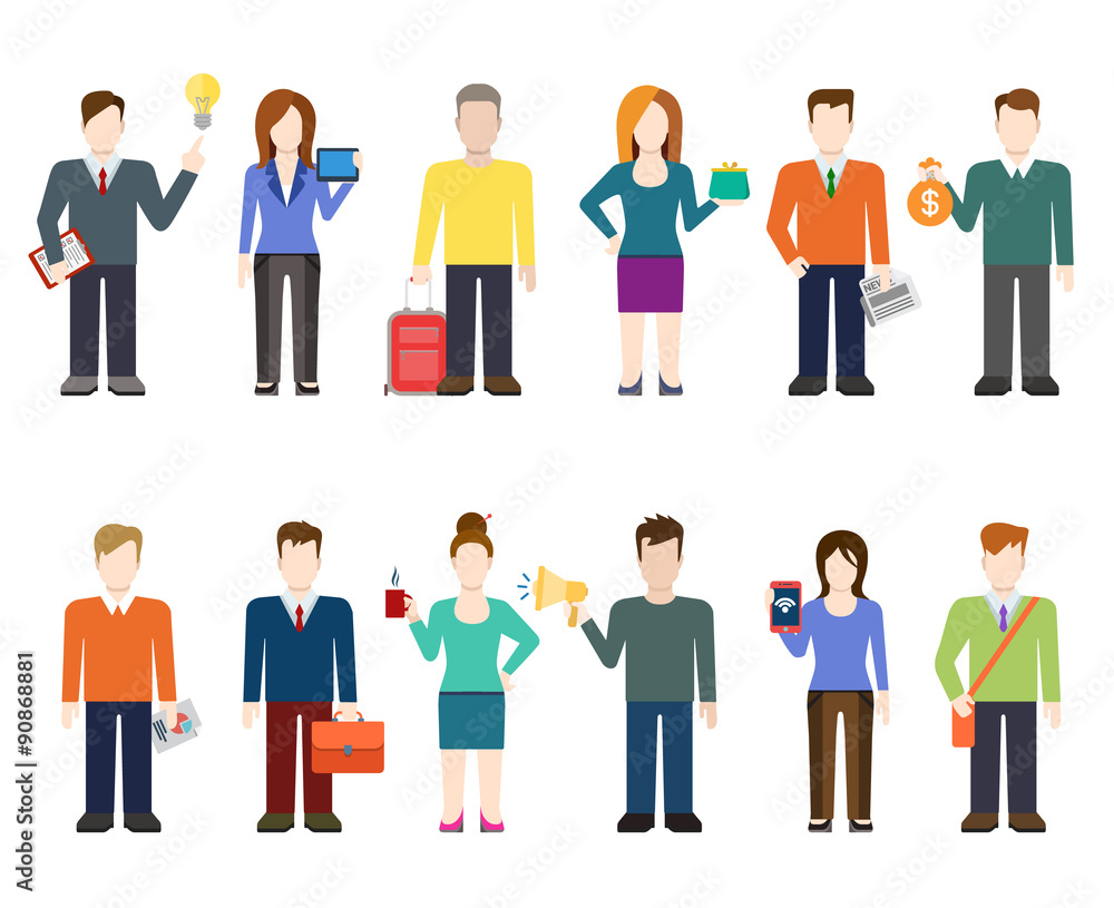 Flat vector modern people icons, professional worker, lifestyle