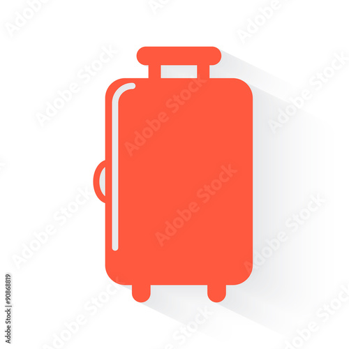 Luggage symbol in orange with drop shadow on white