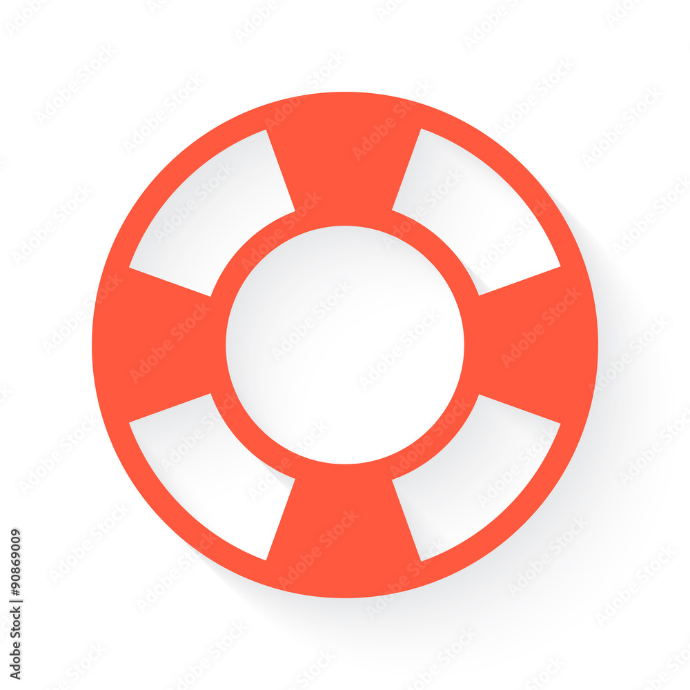 Life Buoy symbol in orange with drop shadow on white Life Buoy symbol in orange with drop shadow on white