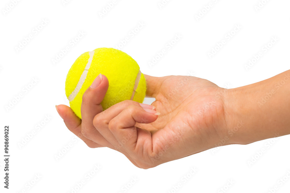 Hand hold tennis ball on white background. Stock Photo | Adobe Stock