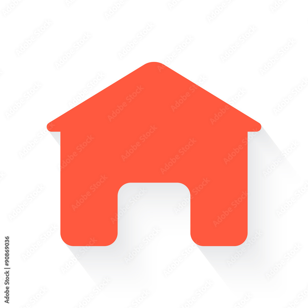 Home symbol in orange with drop shadow on white Home symbol in orange with drop shadow on white