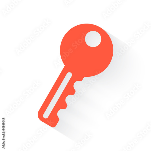 Key symbol in orange with drop shadow on white