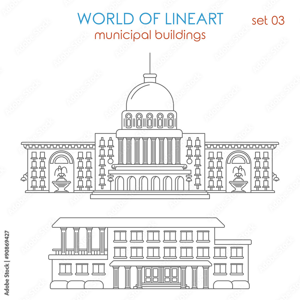 Architecture municipal government building graphical lineart