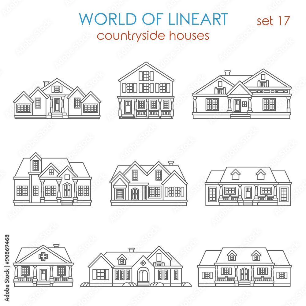 Architecture countryside house townhouse graphical lineart Architecture countryside house townhouse graphical lineart