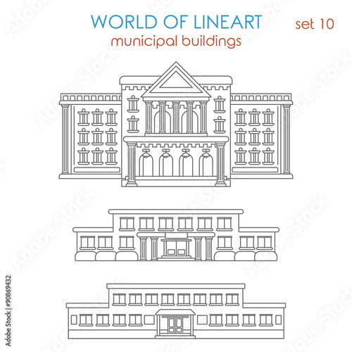 Lineart architecture public municipal building government school