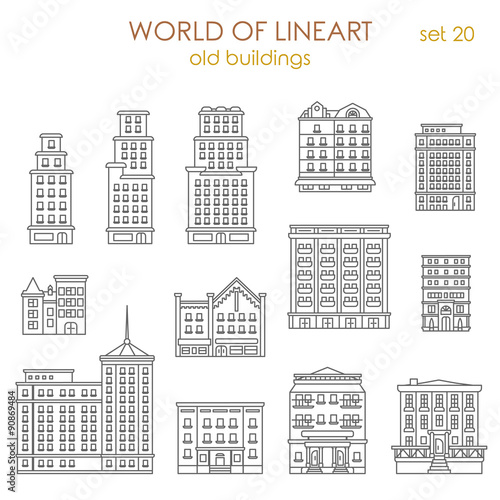 Architecture historic old buildings graphical lineart vector