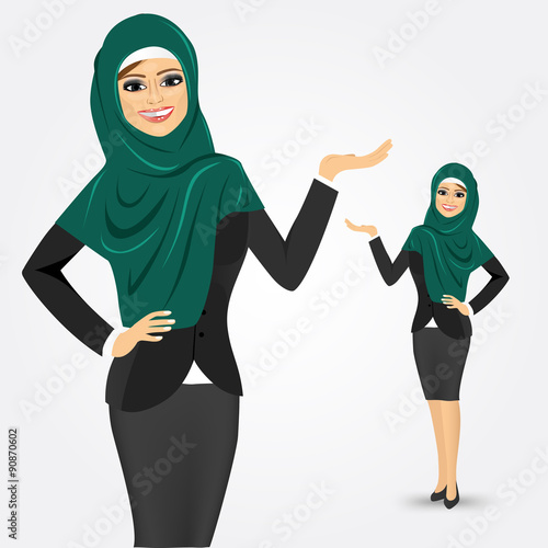 arabic business woman showing something