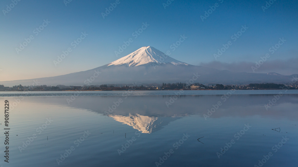 Fuji mountain reflect on lake.