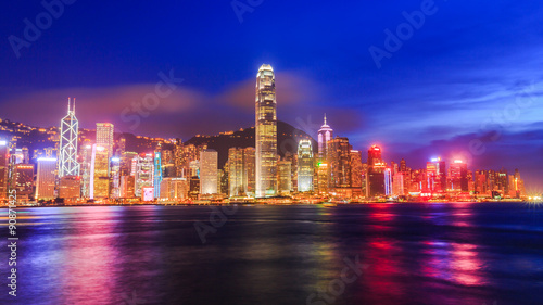 Hong Kong city at harbour in Night.