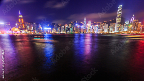 Hong Kong city at harbour in Night. © pushish images