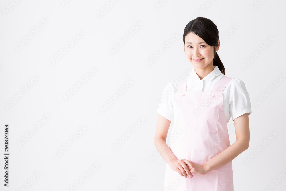 young asian care worker isolated on white background young asian care worker isolated on white background