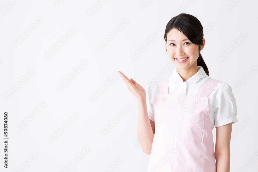young asian care worker isolated on white background young asian care worker isolated on white background