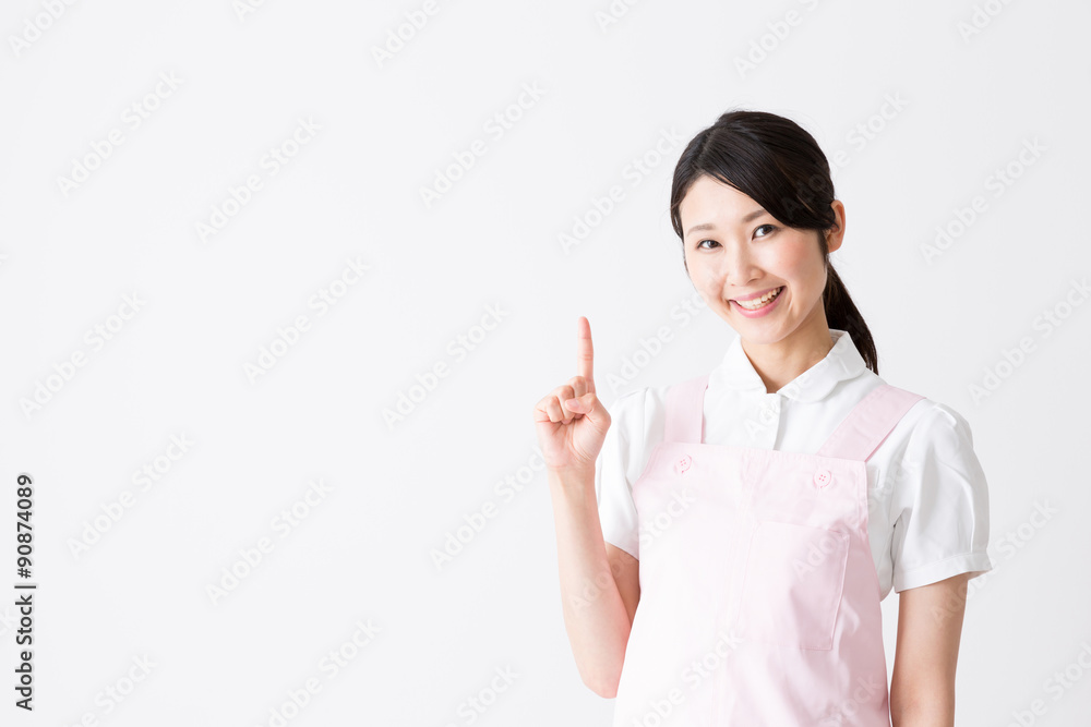 young asian care worker isolated on white background young asian care worker isolated on white background
