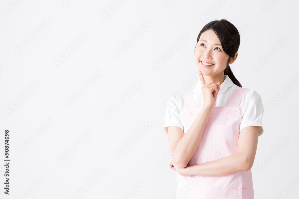 young asian care worker isolated on white background young asian care worker isolated on white background