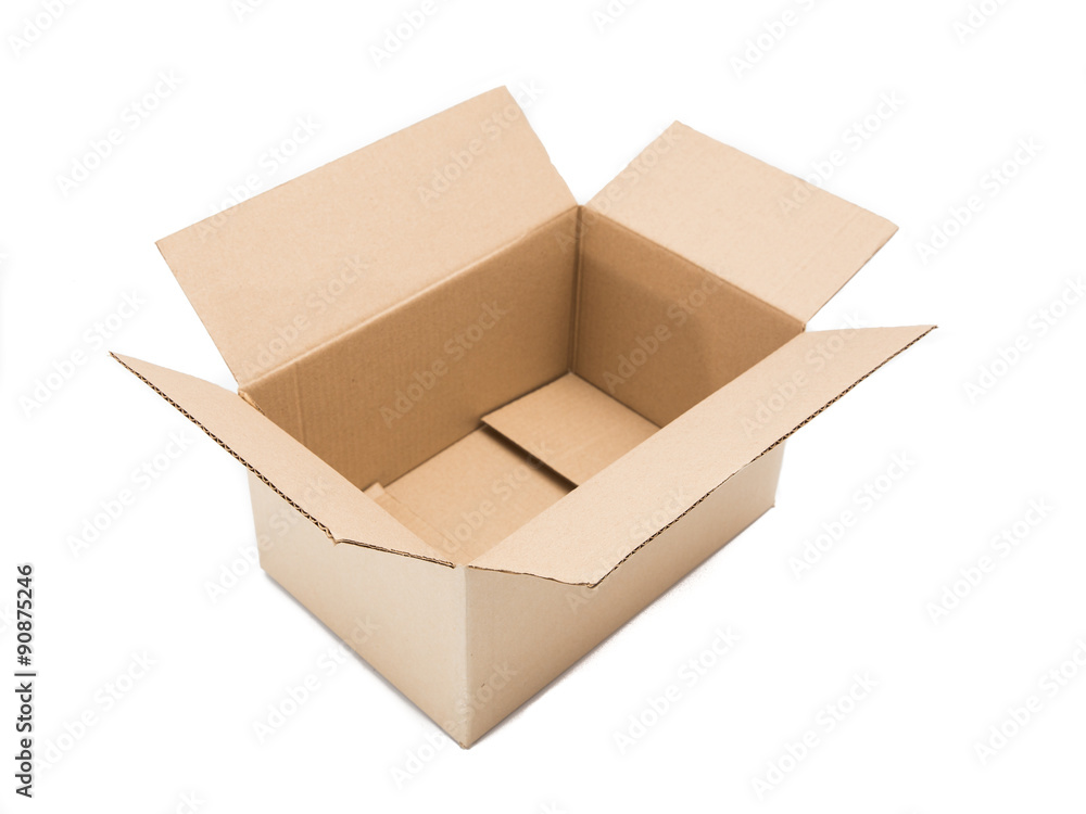 Empty brown paper box on white background Empty brown paper box on white background