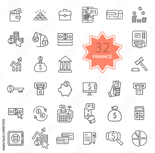 Thin Line Icons of Finance