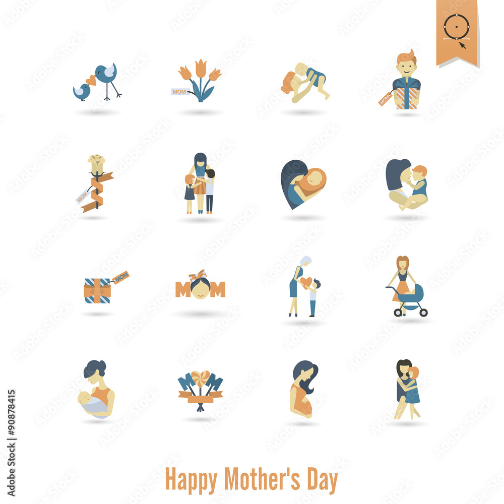 Fototapeta premium Happy Mothers Day Icons