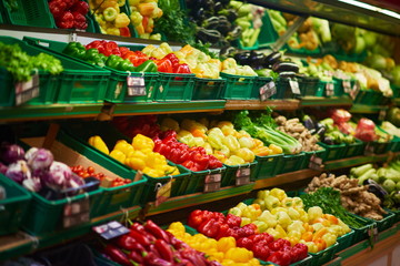 Papier peint photo Légumes Étal de légumes frais au marché  © .shock