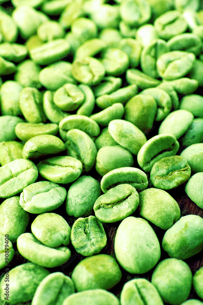 Heap of green coffee close up Heap of green coffee close up