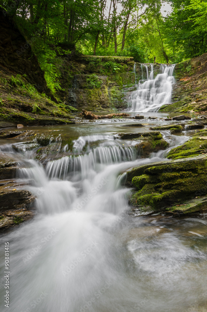 Waterfall in Iwla, Beskid Niski mountain range in Polish Carpathian Mountains