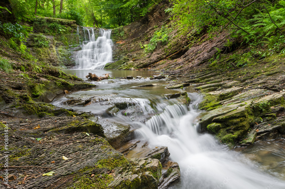 Fototapeta premium Waterfall in Iwla, Beskid Niski mountain range in Polish Carpathian Mountains