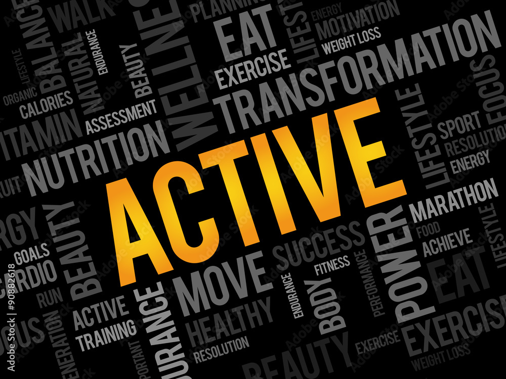 ACTIVE word cloud, fitness, sport, health concept