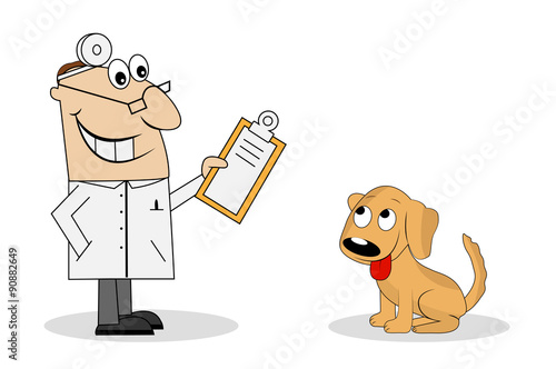 The man is a veterinarian and dog